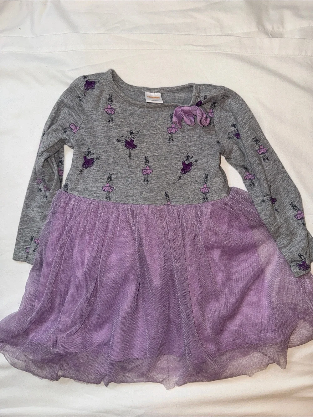 Gymboree Grey Top ballerina design with Lavender Tulle Skirt Girls' Dress 3t